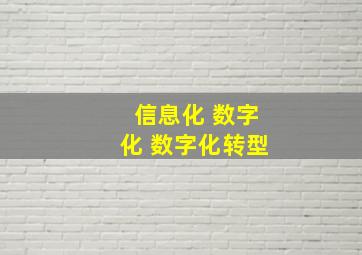 信息化 数字化 数字化转型